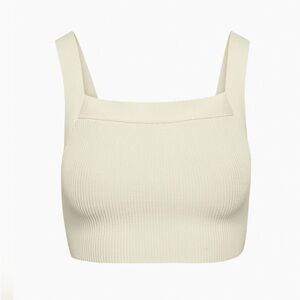 Babaton Getty Sculpt Knot Crop Top - Creame / Matte Pearl - Size Small